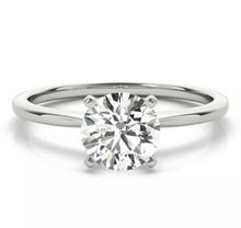 Load image into Gallery viewer, Round brilliant cut knife-edge solitaire 18k solid gold (white/yellow/rose)