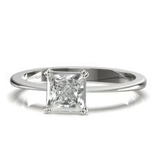 Load image into Gallery viewer, Princess cut solitaire 9k solid gold (white/yellow/rose)