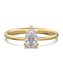 Load image into Gallery viewer, Pear cut knife-edge solitaire 18k solid gold (white/yellow/rose)