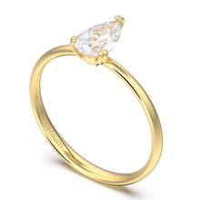 Load image into Gallery viewer, Pear cut knife-edge solitaire 18k solid gold (white/yellow/rose)