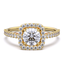 Load image into Gallery viewer, Round brilliant cut halo 9k solid gold (white/yellow/rose)