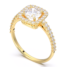 Load image into Gallery viewer, Round brilliant cut halo 9k solid gold (white/yellow/rose)