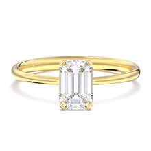 Load image into Gallery viewer, Emerald cut knife-edge solitaire 9k solid gold (white/yellow/rose)