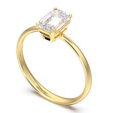 Load image into Gallery viewer, Emerald cut knife-edge solitaire 9k solid gold (white/yellow/rose)