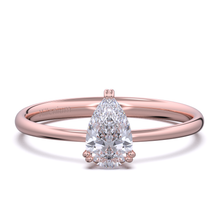 Load image into Gallery viewer, Pear cut knife-edge solitaire 18k solid gold (white/yellow/rose)