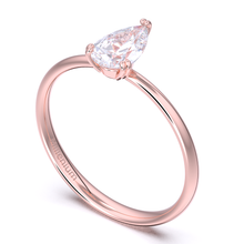 Load image into Gallery viewer, Pear cut knife-edge solitaire 18k solid gold (white/yellow/rose)