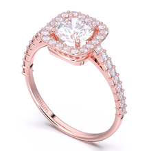 Load image into Gallery viewer, Round brilliant cut halo 9k solid gold (white/yellow/rose)