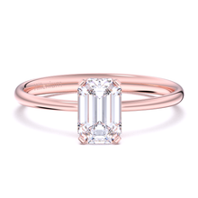 Load image into Gallery viewer, Emerald cut knife-edge solitaire 9k solid gold (white/yellow/rose)