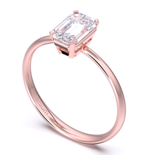 Load image into Gallery viewer, Emerald cut knife-edge solitaire 9k solid gold (white/yellow/rose)