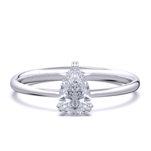 Load image into Gallery viewer, Pear cut knife-edge solitaire 18k solid gold (white/yellow/rose)