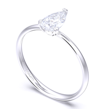 Load image into Gallery viewer, Pear cut knife-edge solitaire 18k solid gold (white/yellow/rose)