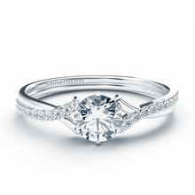 Load image into Gallery viewer, Twist band round brilliant cut 9k solid gold (white/yellow/rose)