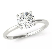 Load image into Gallery viewer, Round brilliant cut knife-edge solitaire sterling silver
