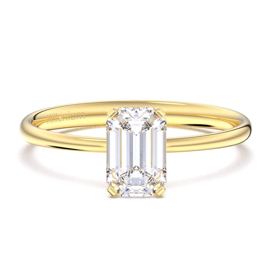 Emerald cut knife-edge solitaire 9k solid gold (white/yellow/rose)