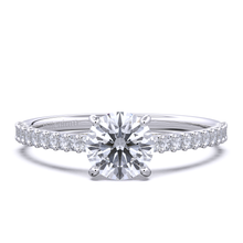 Load image into Gallery viewer, Round brilliant cut knife-edge solitaire 9k solid gold (white/yellow/rose) with eternity
