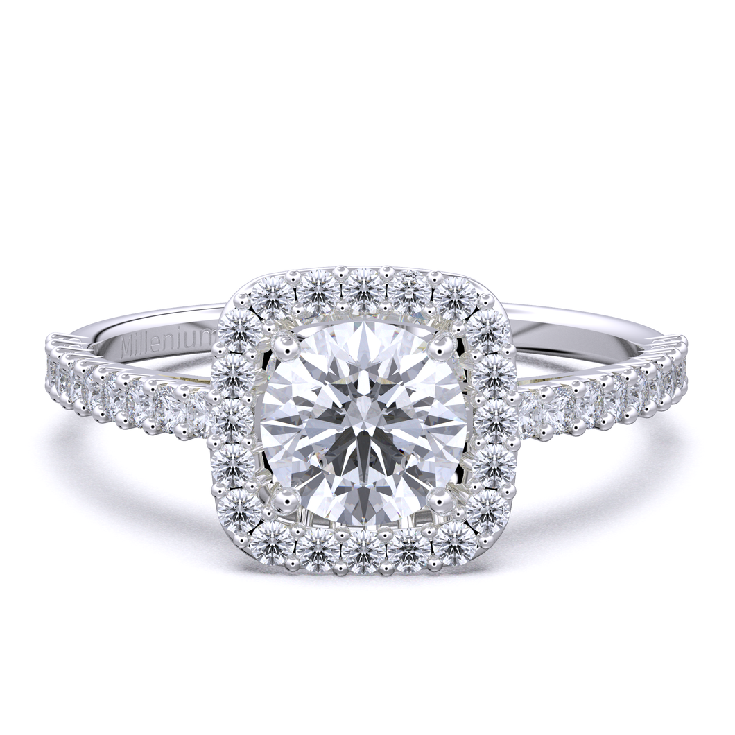 Round brilliant cut halo 9k solid gold (white/yellow/rose)