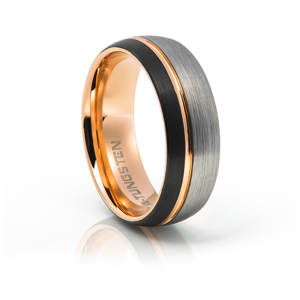 Sunset Rose Gold and Black Tungsten Ring